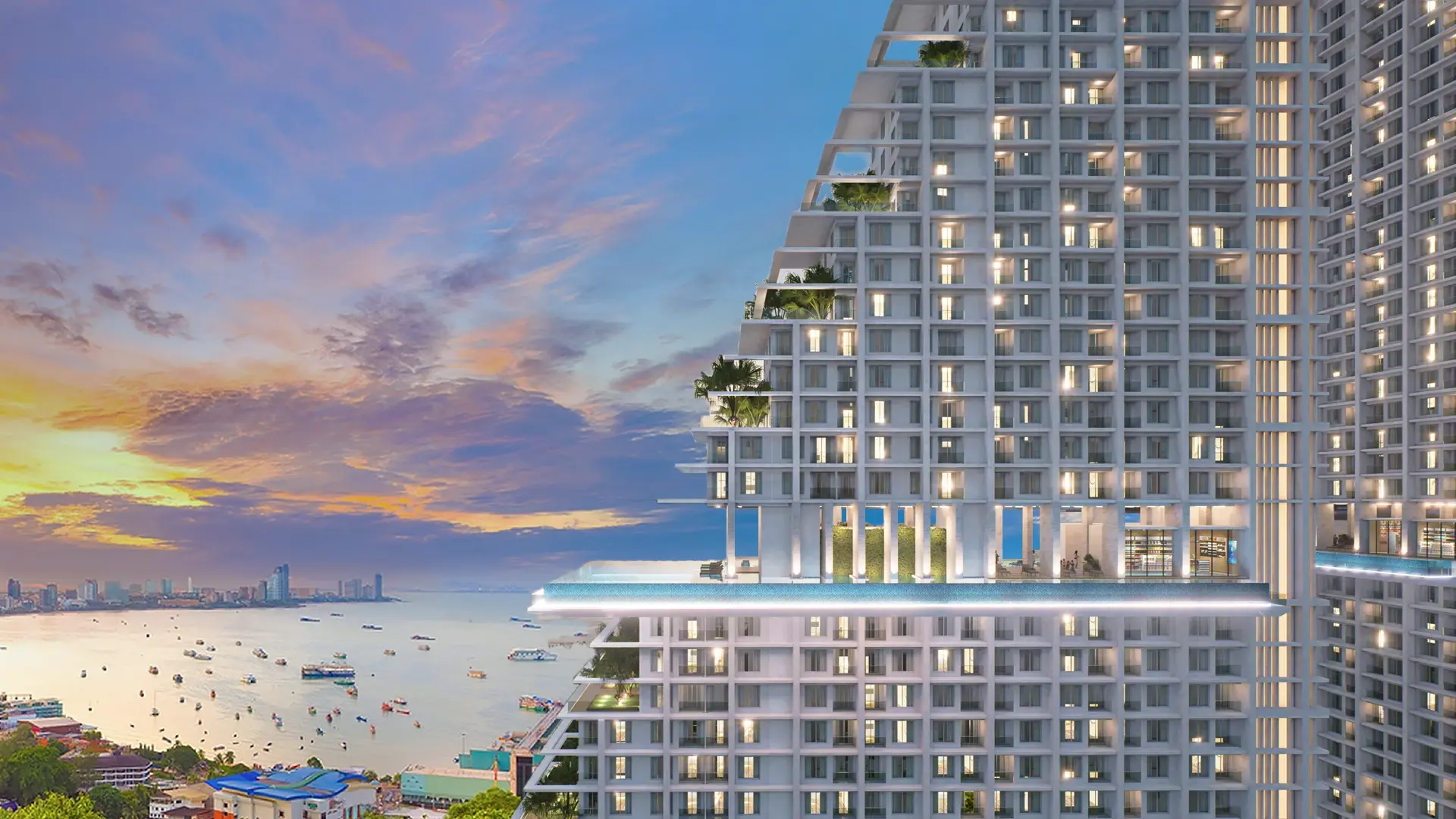 Marina Golden Bay Pattaya twin tower condominium exterior
