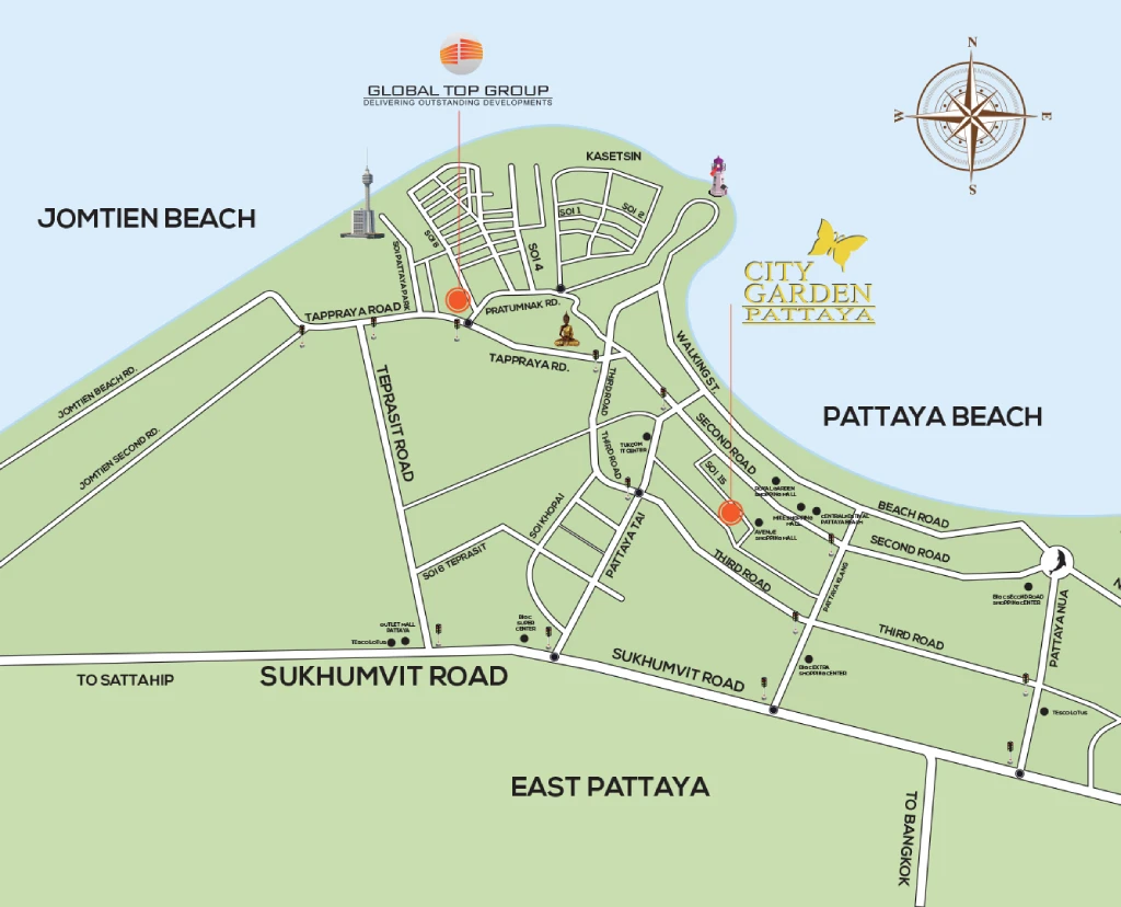 City Garden Pattaya location map, Pattaya Beach