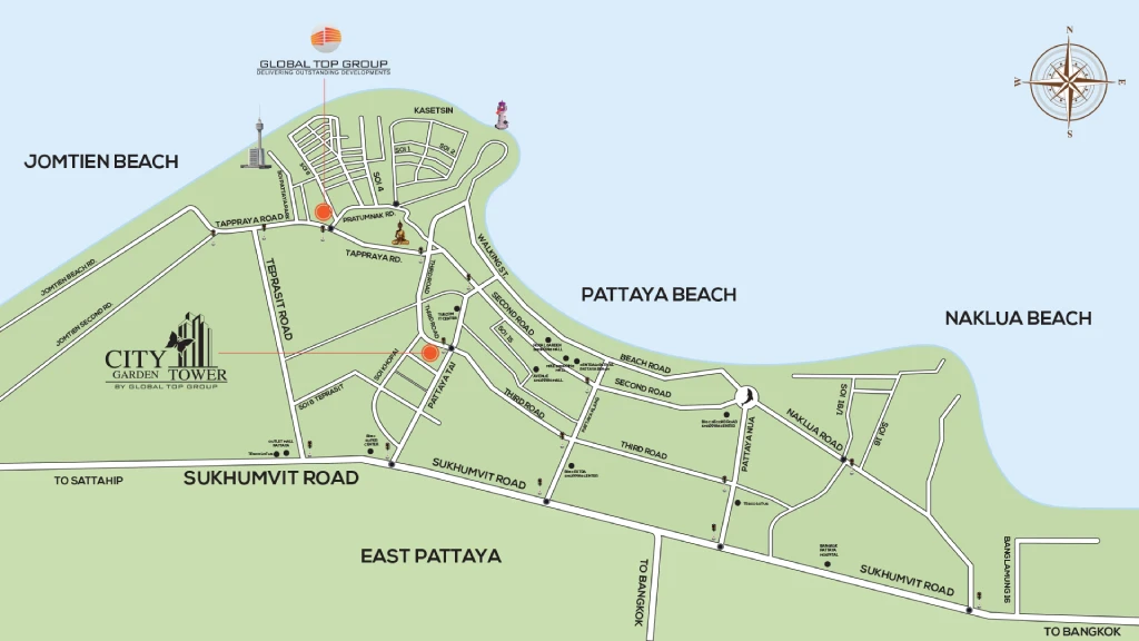 City Garden Tower Pattaya connectivity map
