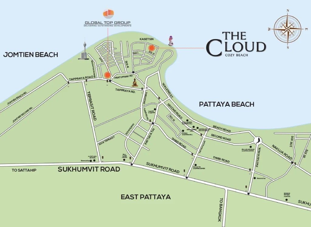 The Cloud Pattaya location map, Pratumnak Hill, Pattaya