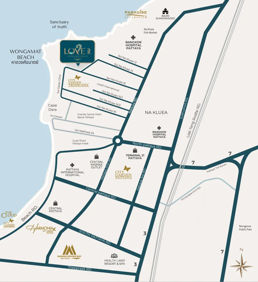 Love It Wongamat Beach location map, Pattaya