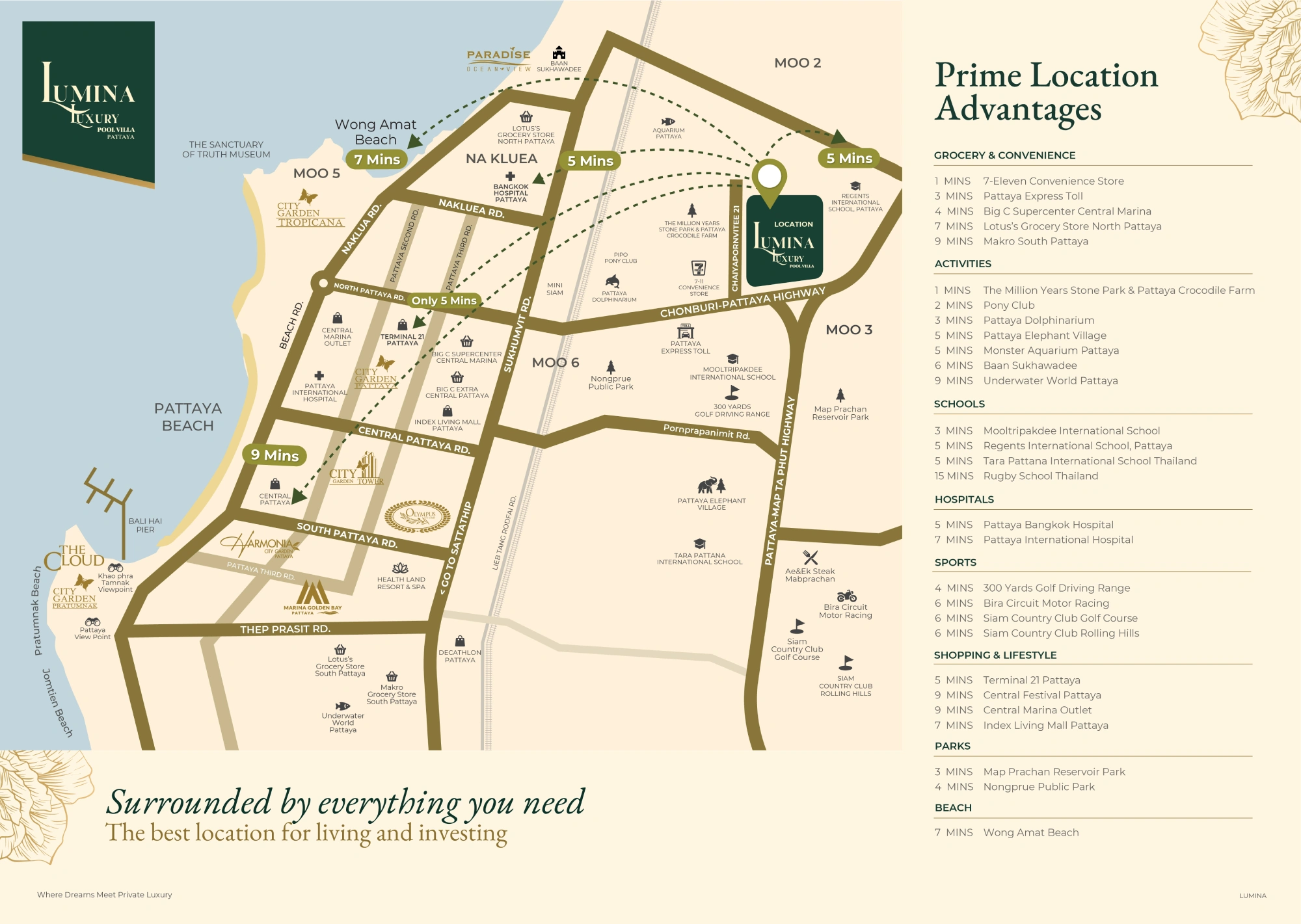 Lumina Luxury Pool Villa location map, Chaipornvitee 21, Pattaya